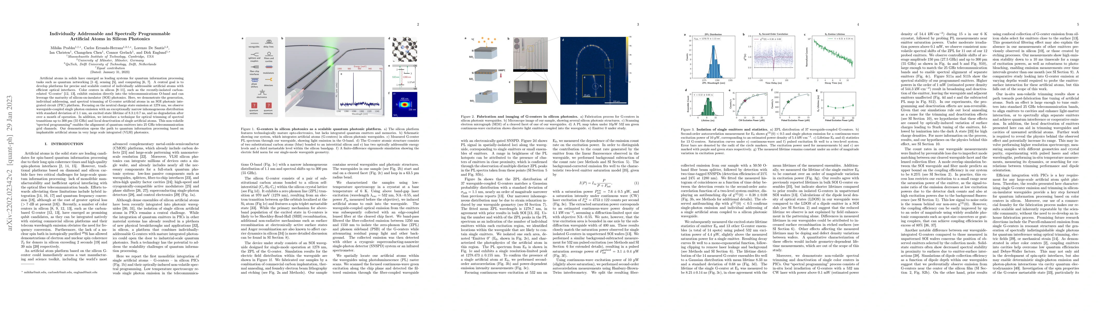 Thumbnail for Individually Addressable and Spectrally Programmable Artificial Atoms in
  Silicon Photonics