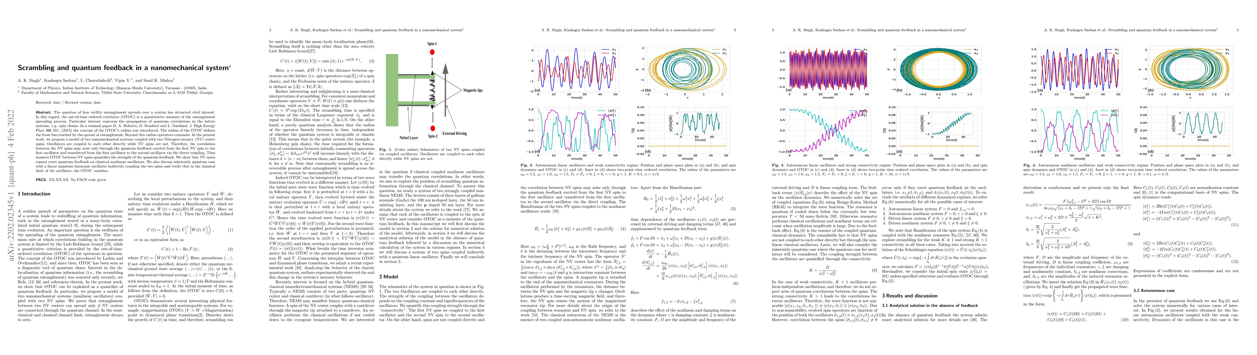 Thumbnail for Scrambling and quantum feedback in a nanomechanical system