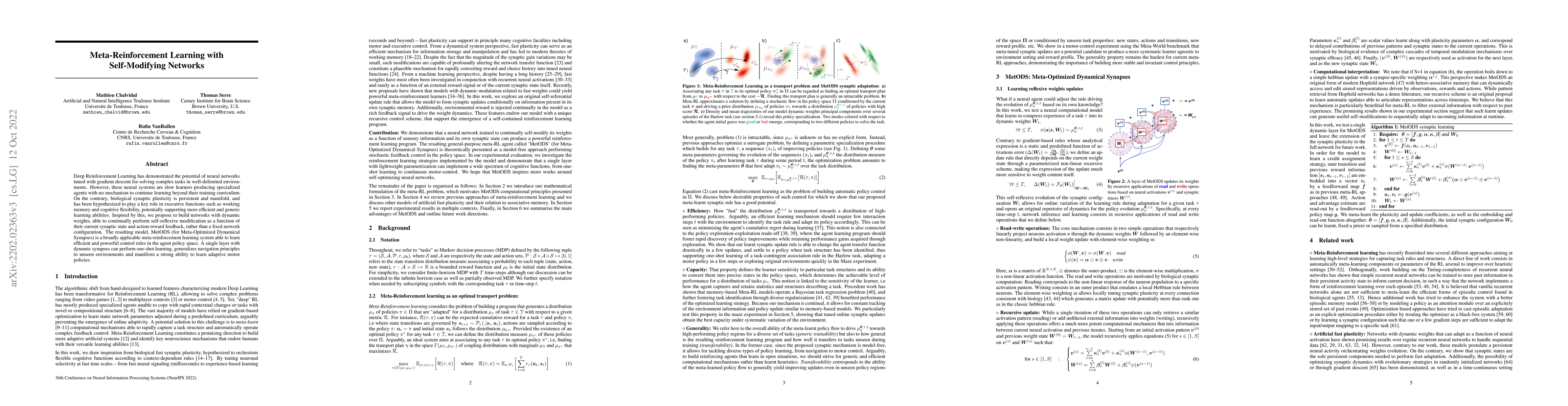 Thumbnail for Meta-Reinforcement Learning with Self-Modifying Networks