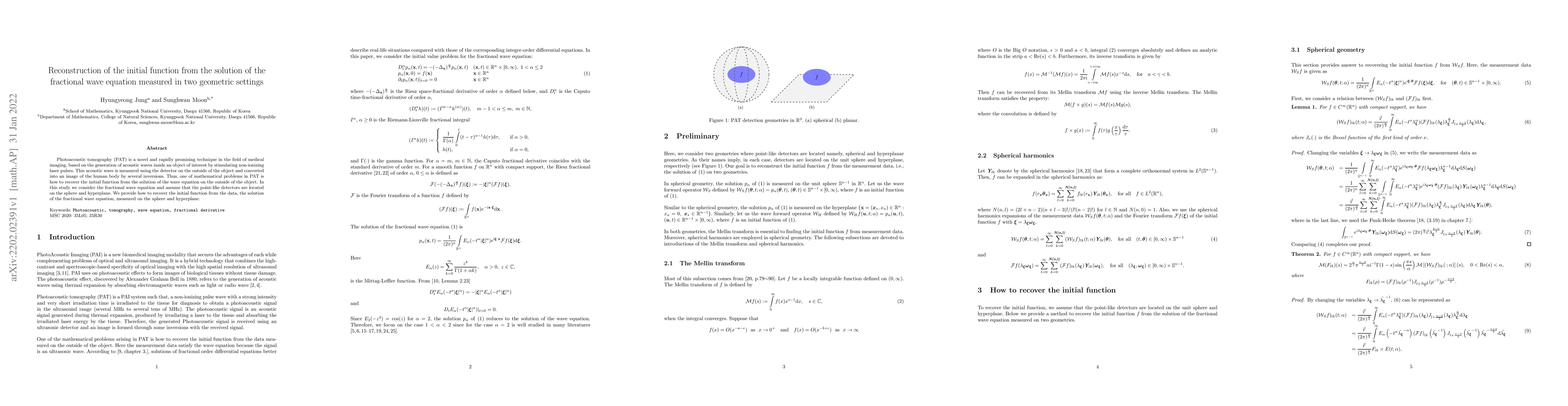 Thumbnail for Reconstruction of the initial function from the solution of the
  fractional wave equation measured in two geometric settings