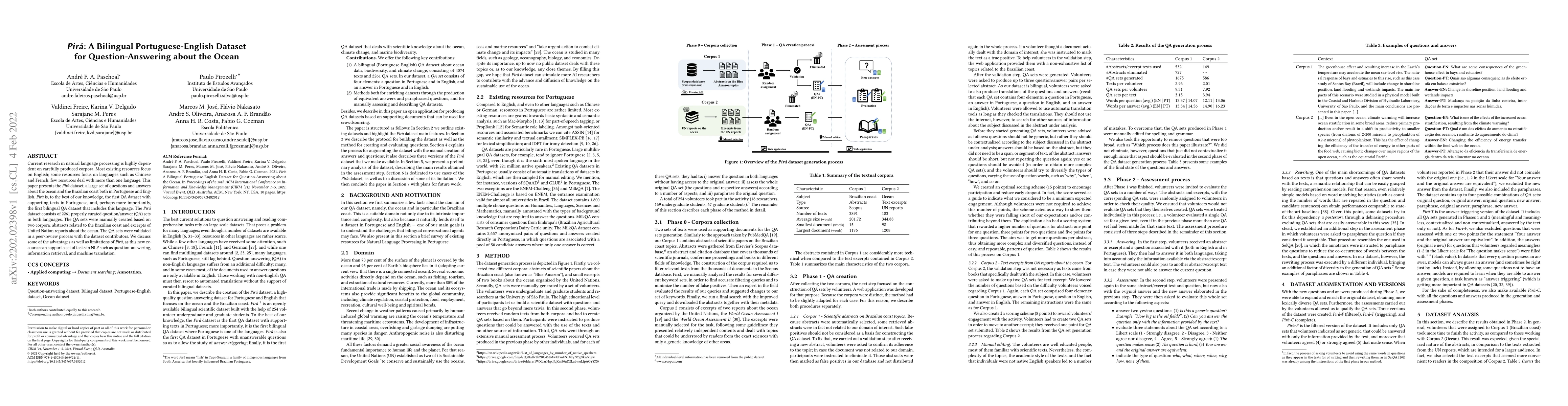 Thumbnail for Pir\'a: A Bilingual Portuguese-English Dataset for Question-Answering
  about the Ocean