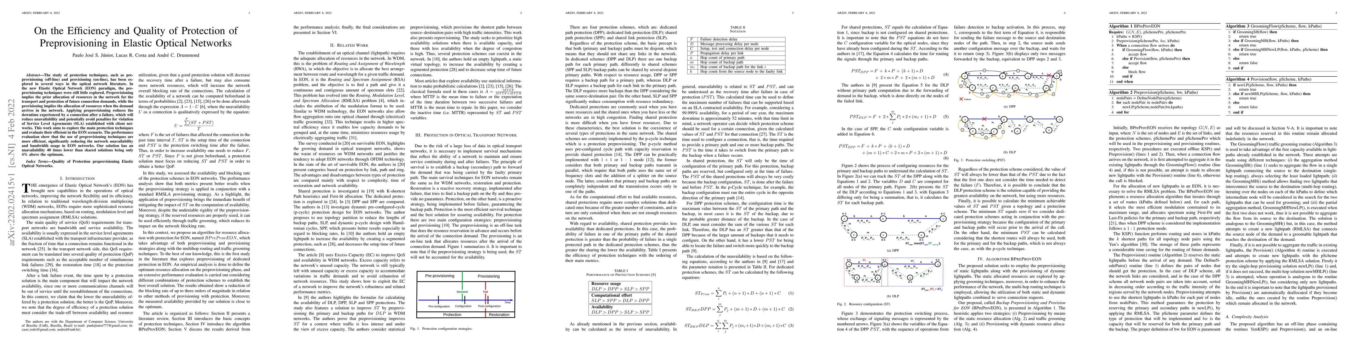 Thumbnail for On the Efficiency and Quality of Protection of Preprovisioning in
  Elastic Optical Networks