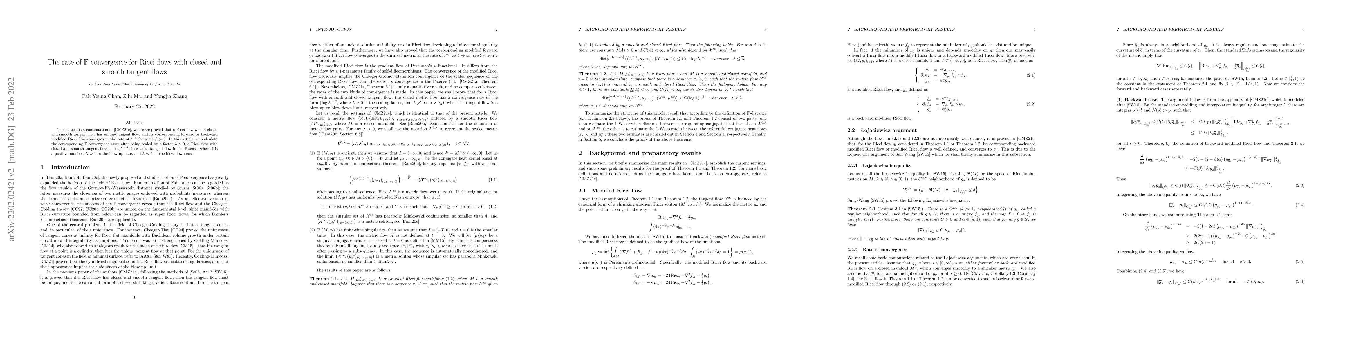 Thumbnail for The rate of $\mathbb{F}$-convergence for Ricci flows with closed and
  smooth tangent flows
