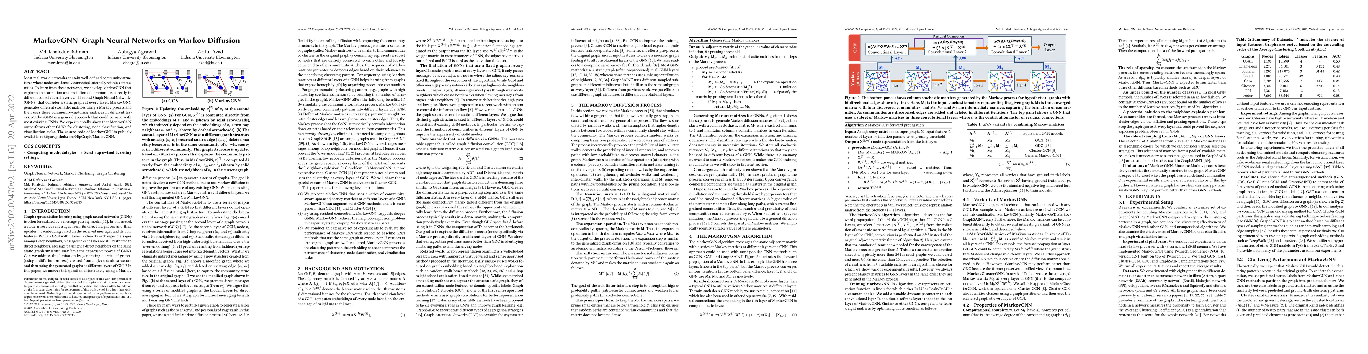 Thumbnail for MarkovGNN: Graph Neural Networks on Markov Diffusion