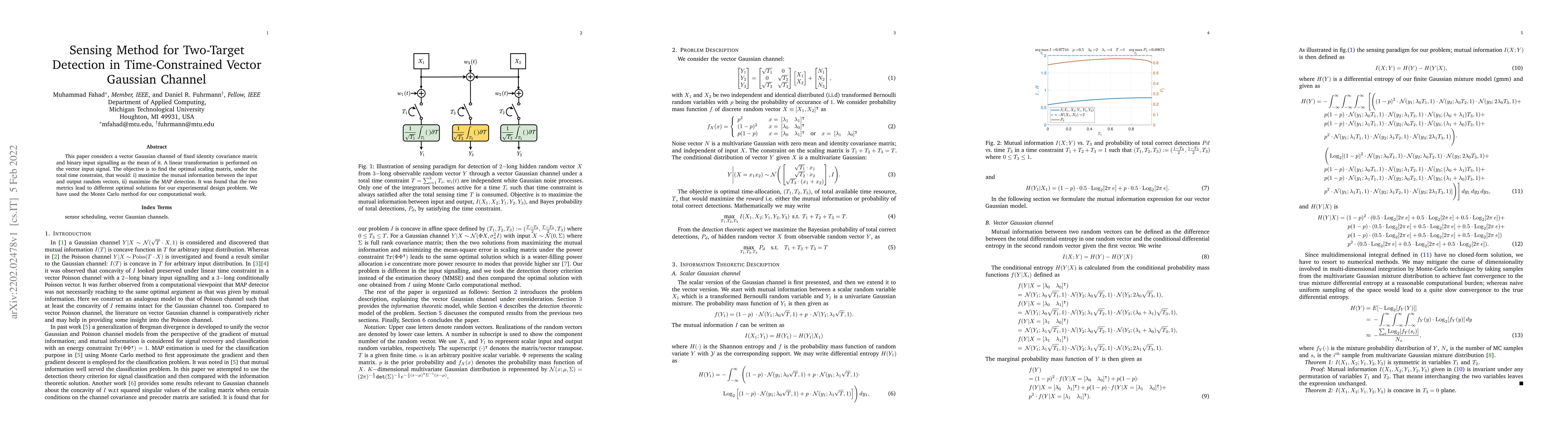 Thumbnail for Sensing Method for Two-Target Detection in Time-Constrained Vector
  Gaussian Channel