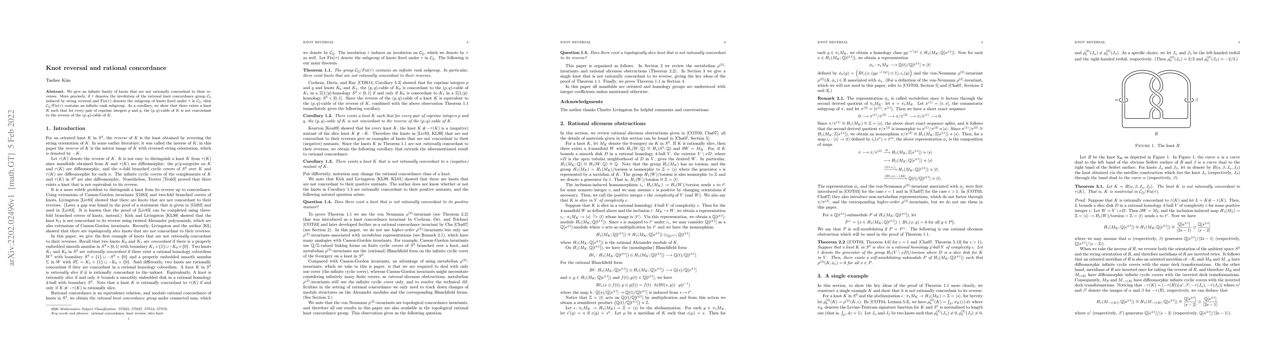 Thumbnail for Knot reversal and rational concordance