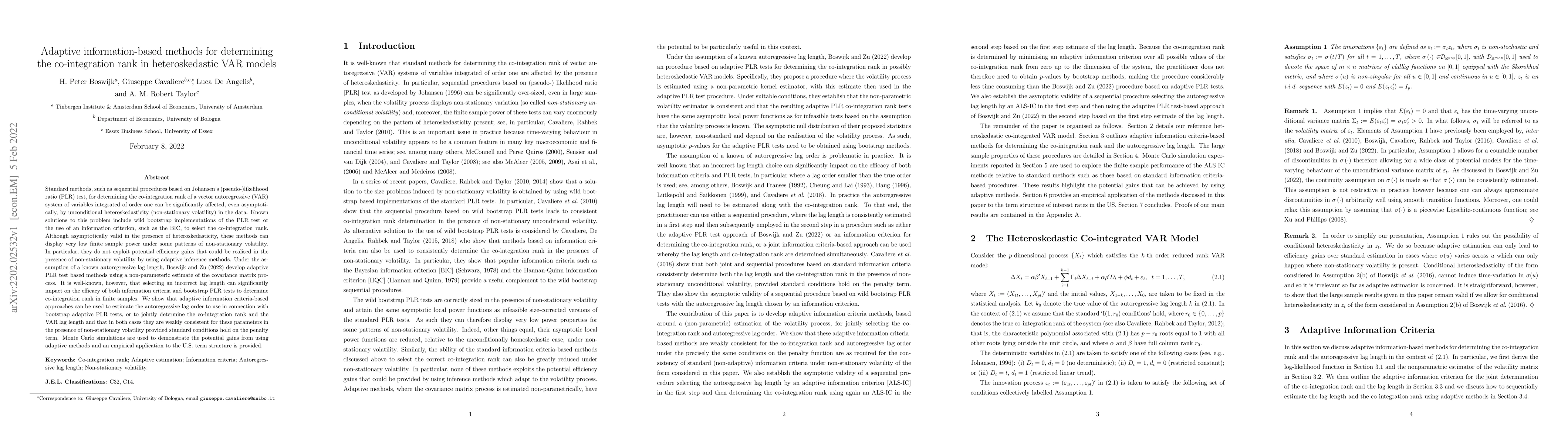 Thumbnail for Adaptive information-based methods for determining the co-integration
  rank in heteroskedastic VAR models