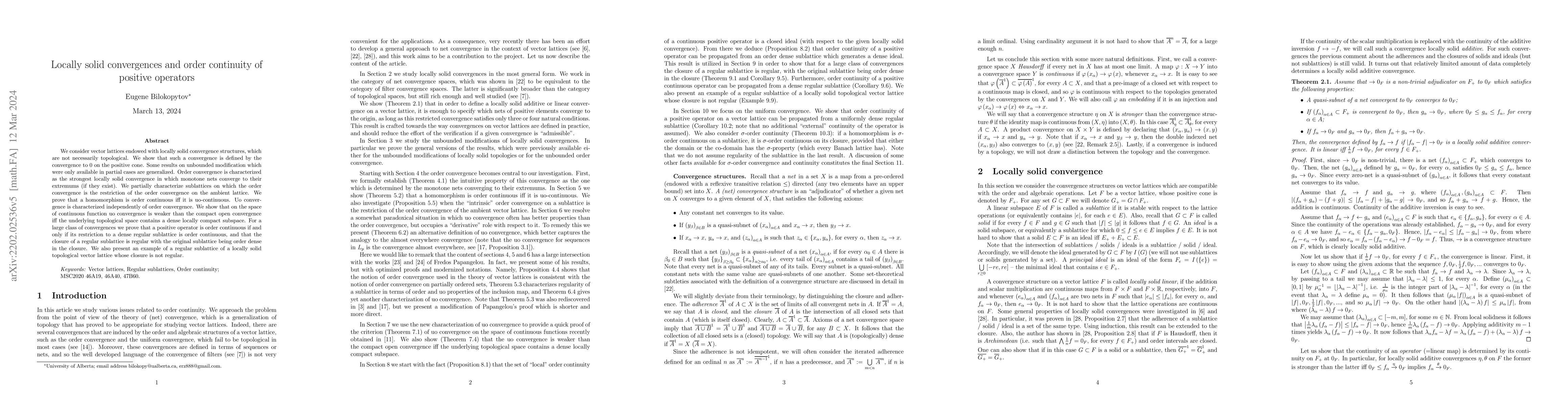 Thumbnail for Locally solid convergences and order continuity of positive operators