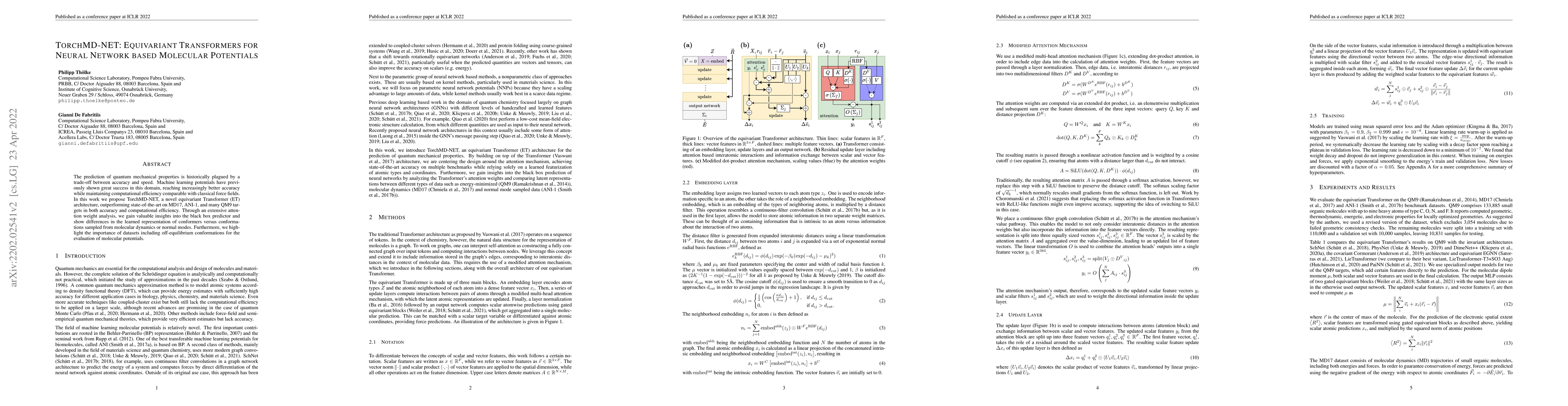 Thumbnail for TorchMD-NET: Equivariant Transformers for Neural Network based Molecular
  Potentials