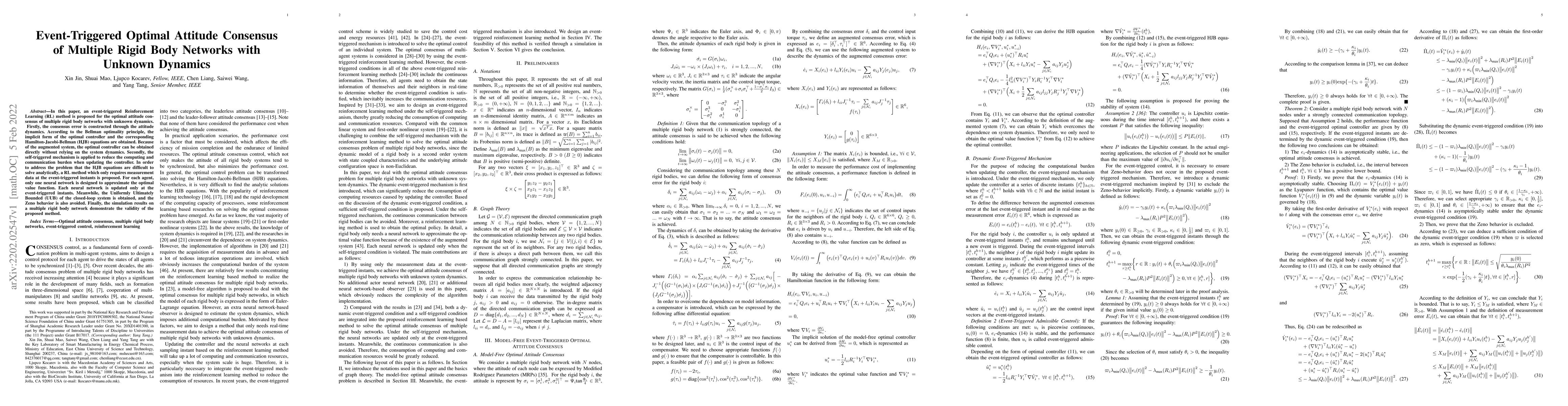 Thumbnail for Event-Triggered Optimal Attitude Consensus of Multiple Rigid Body
  Networks with Unknown Dynamics