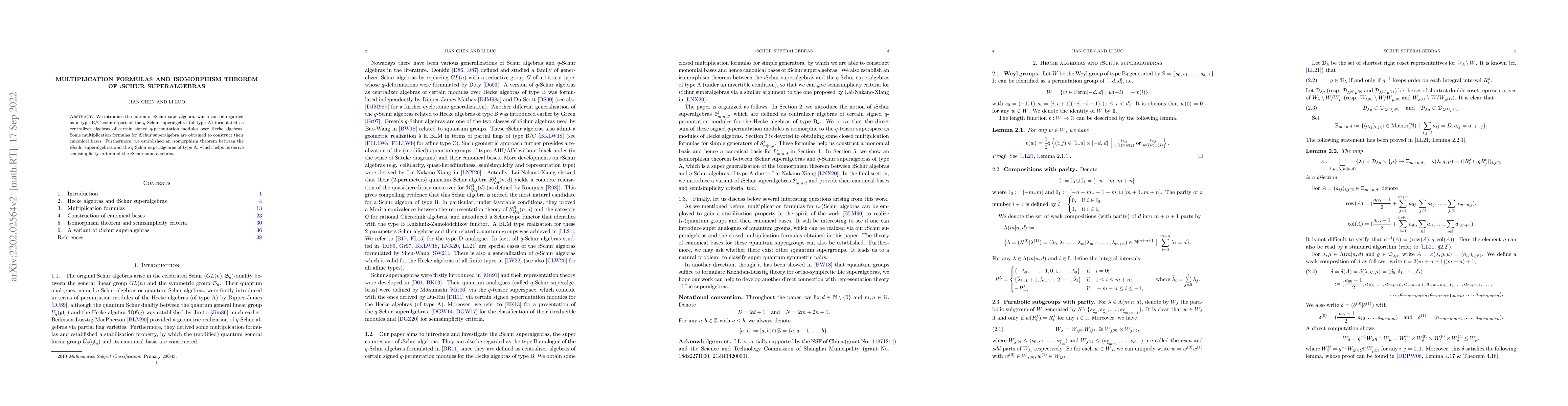 Thumbnail for Multiplication formulas and isomorphism theorem of $\imath$Schur
  superalgebras