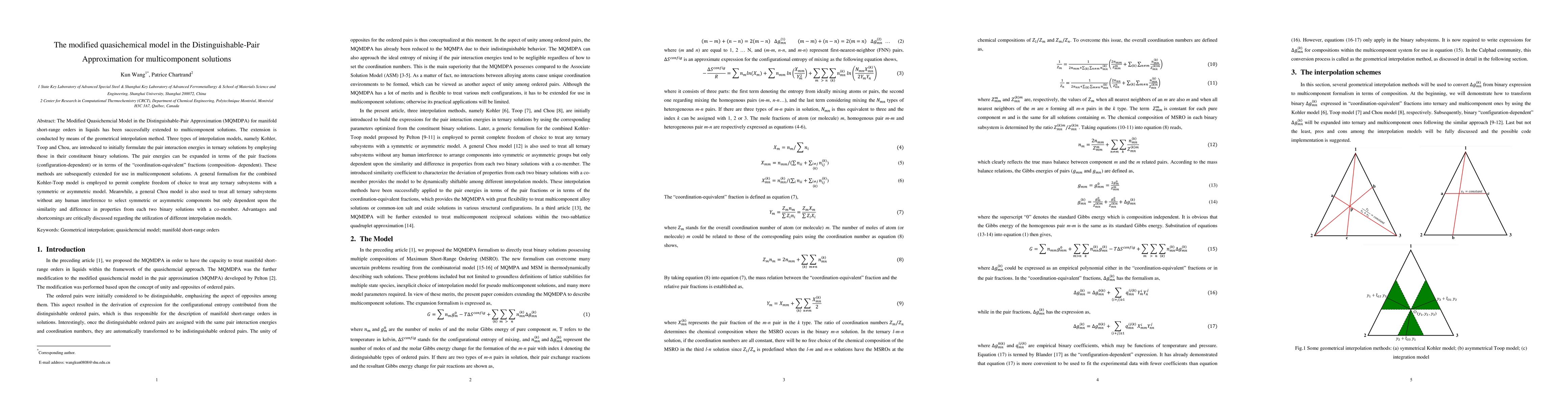 Thumbnail for The modified quasichemical model in the Distinguishable-Pair
  Approximation for multicomponent solutions