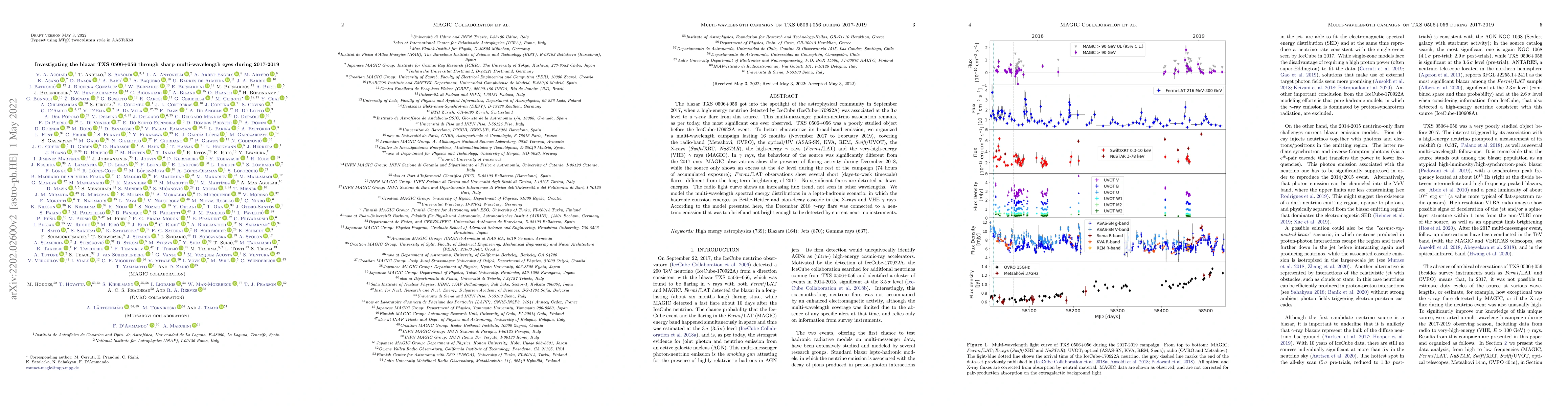 Thumbnail for Investigating the blazar TXS 0506+056 through sharp multi-wavelength
  eyes during 2017-2019