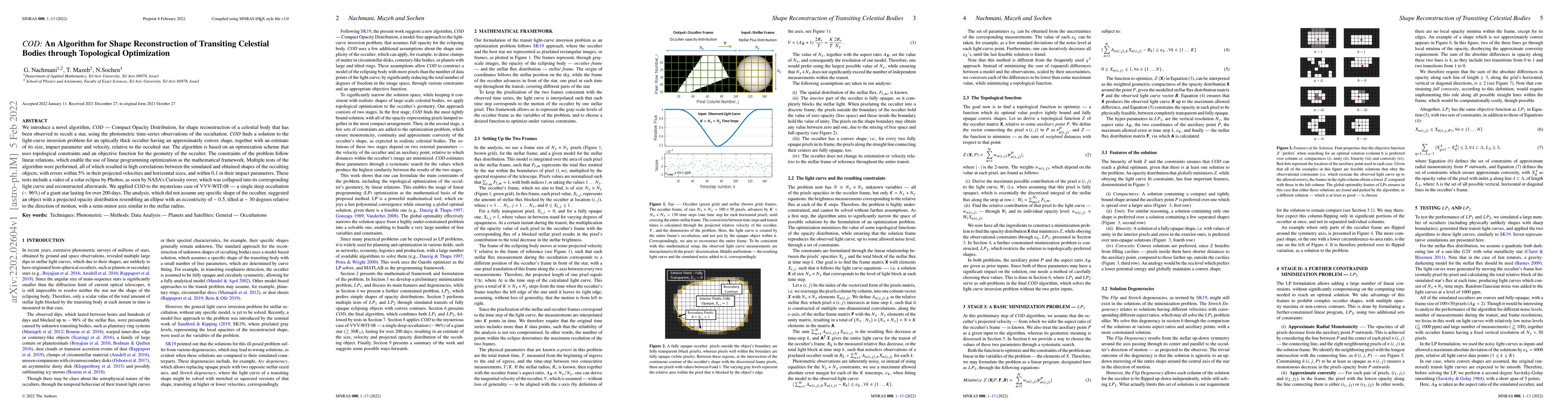 Thumbnail for $\it COD:$ An Algorithm for Shape Reconstruction of Transiting Celestial
  Bodies through Topological Optimization