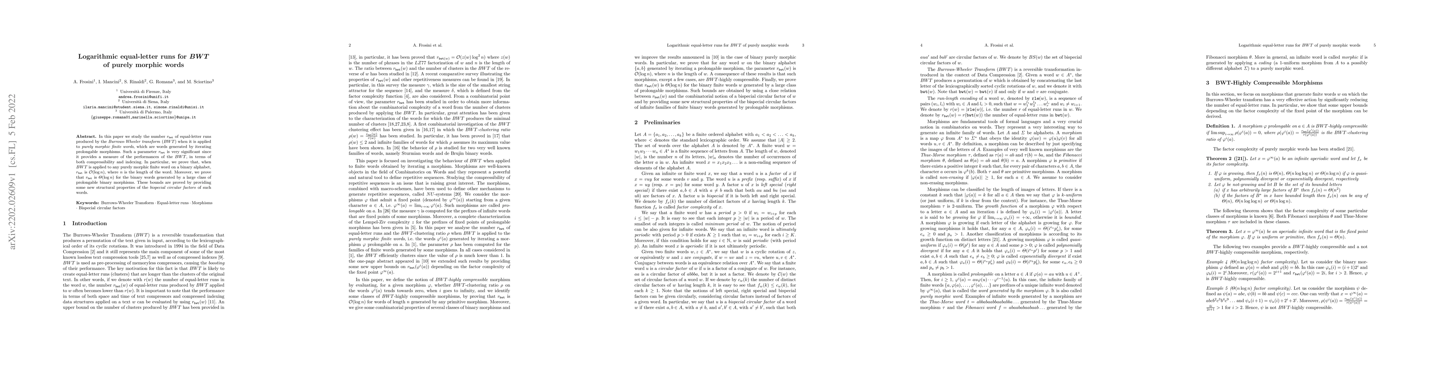 Thumbnail for Logarithmic equal-letter runs for BWT of purely morphic words