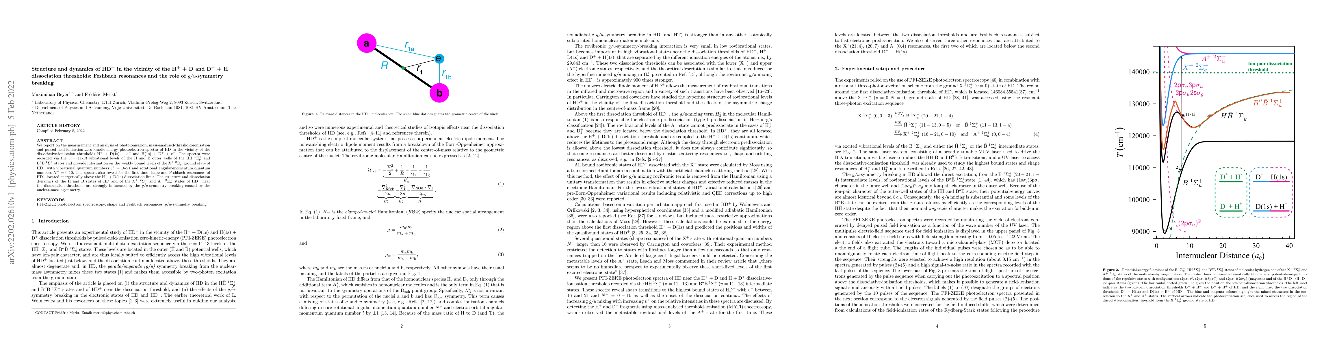 Thumbnail for Structure and dynamics of HD$^+$ in the vicinity of the H$^+$ + D and
  D$^+$ + H dissociation thresholds: Feshbach resonances and the role of
  g/u-symmetry breaking
