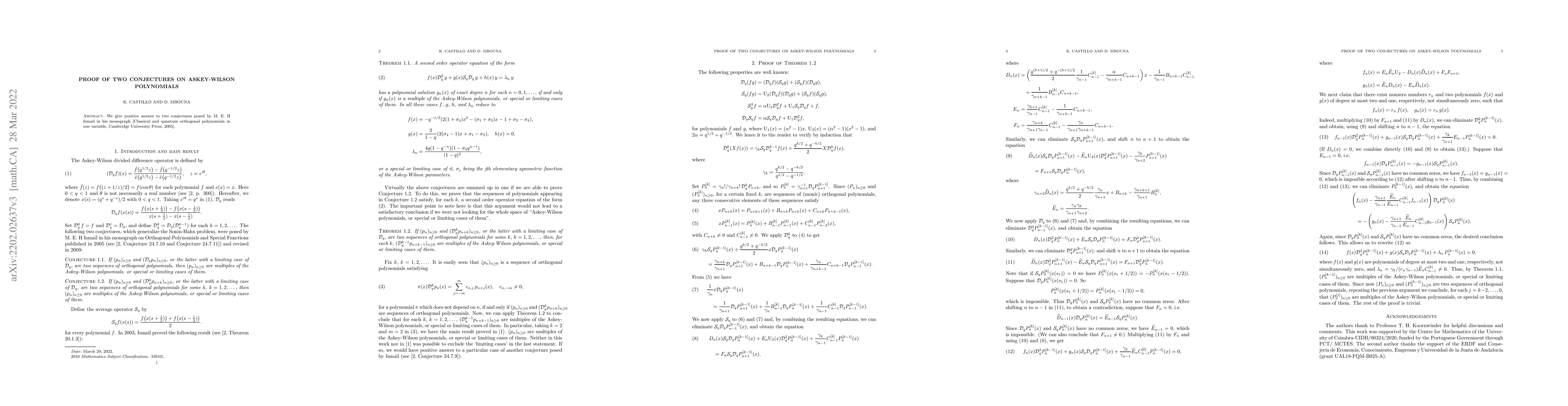 Thumbnail for Proof of two conjectures on Askey-Wilson polynomials