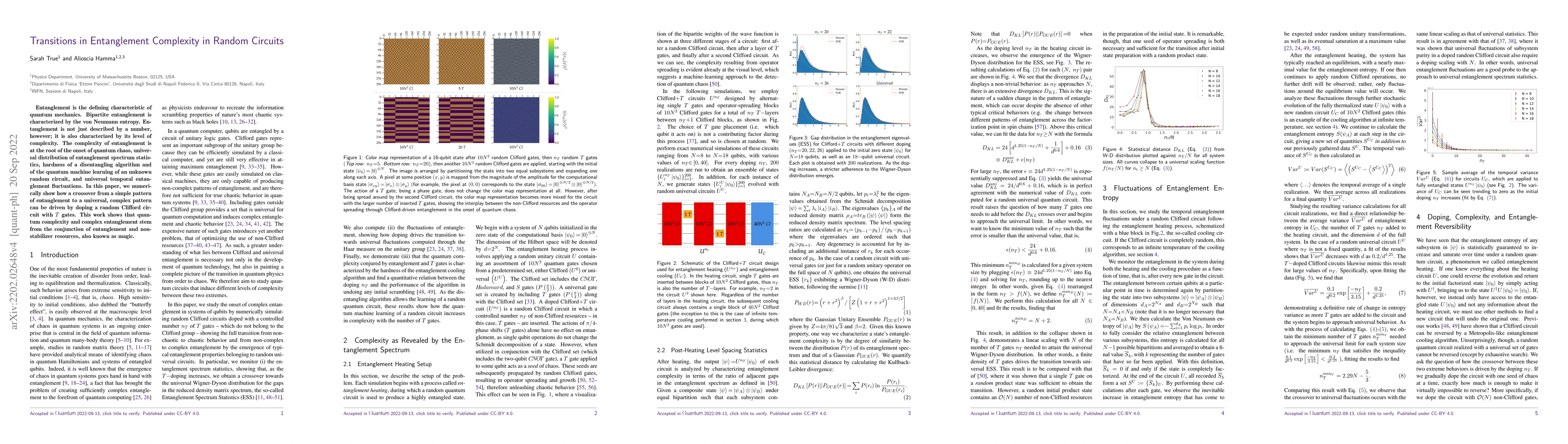 Thumbnail for Transitions in Entanglement Complexity in Random Circuits