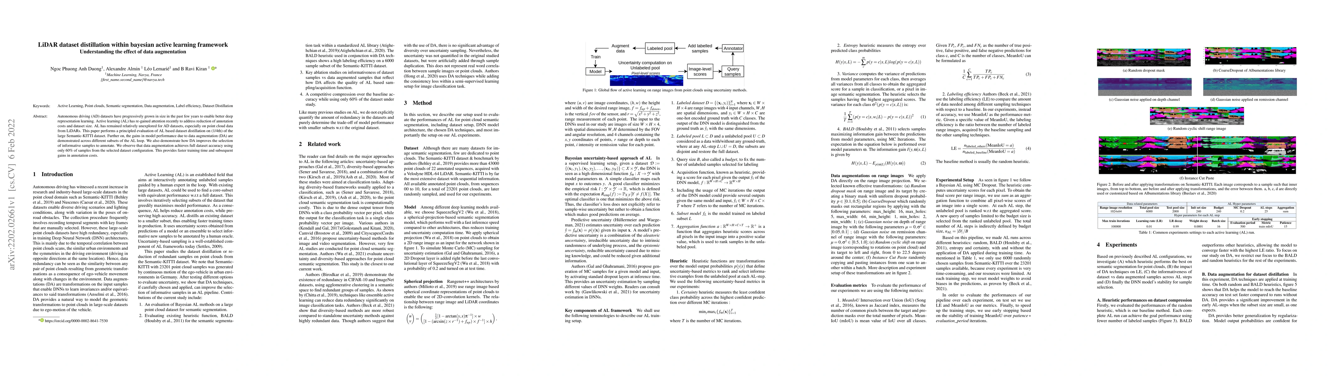 Thumbnail for LiDAR dataset distillation within bayesian active learning framework:
  Understanding the effect of data augmentation