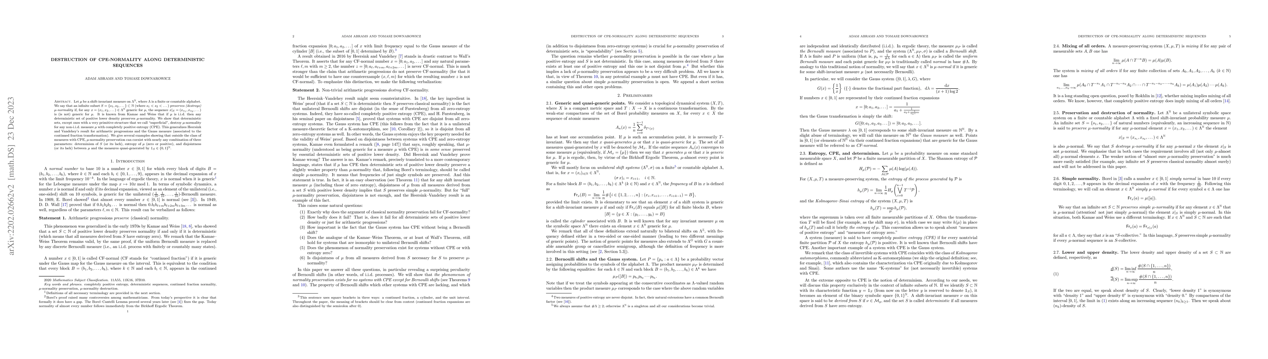 Thumbnail for Destruction of CPE-normality along deterministic sequences