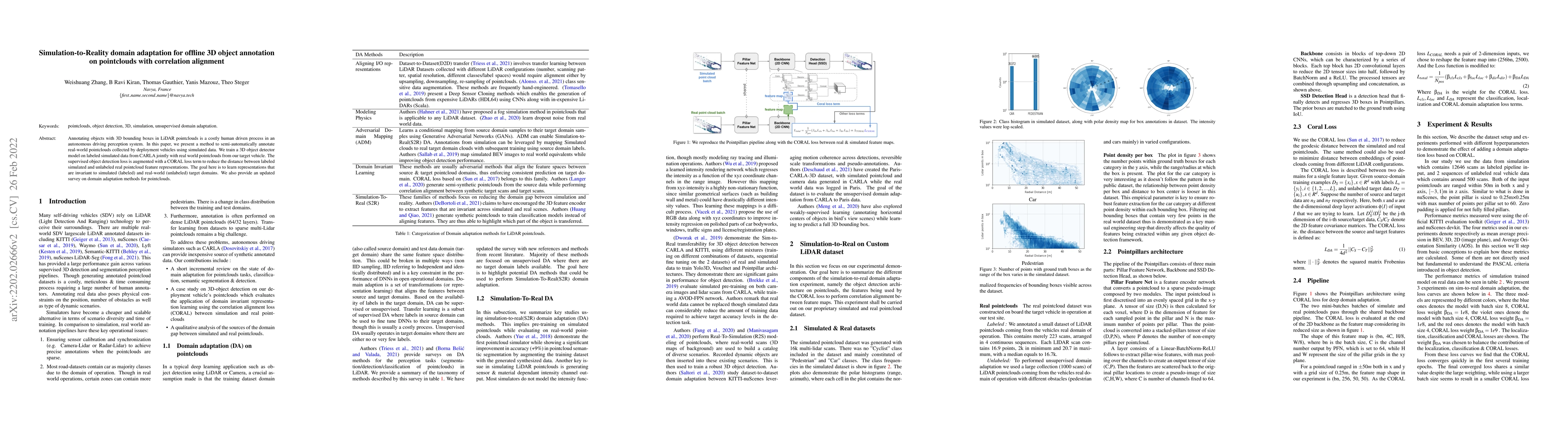Thumbnail for Simulation-to-Reality domain adaptation for offline 3D object annotation
  on pointclouds with correlation alignment