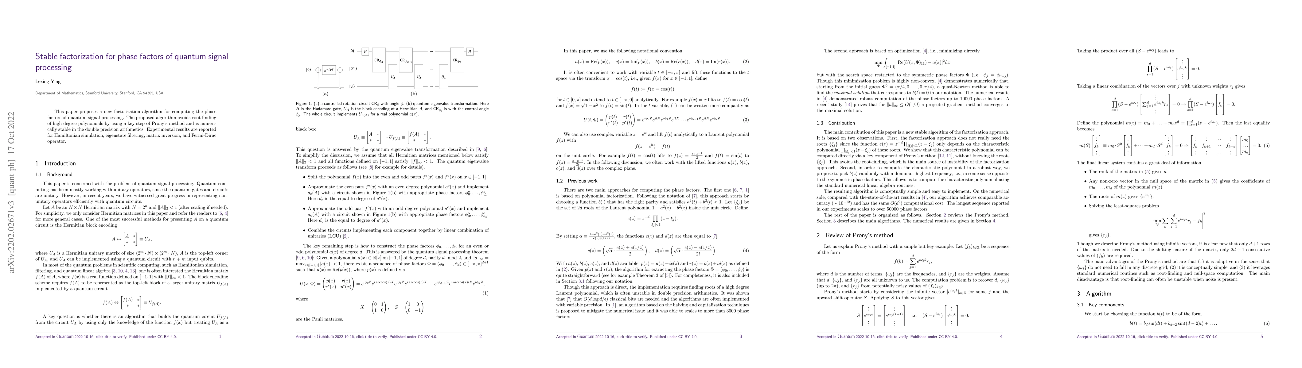 Thumbnail for Stable factorization for phase factors of quantum signal processing