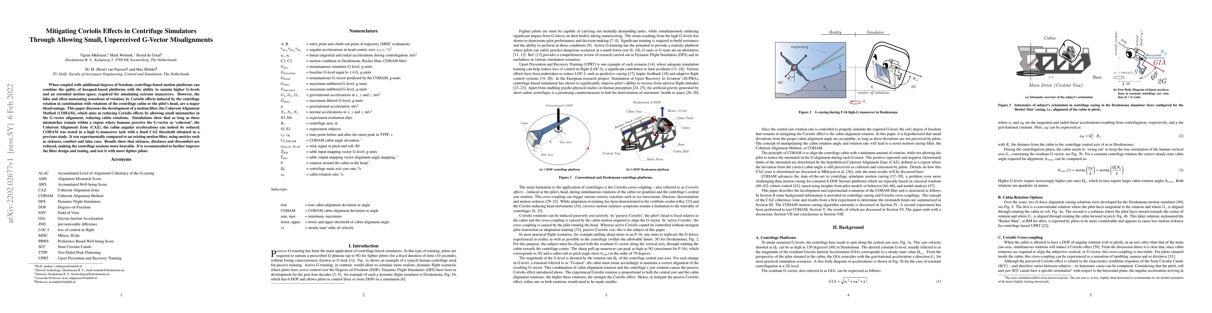 Thumbnail for Mitigating Coriolis Effects in Centrifuge Simulators Through Allowing
  Small, Unperceived G-Vector Misalignments