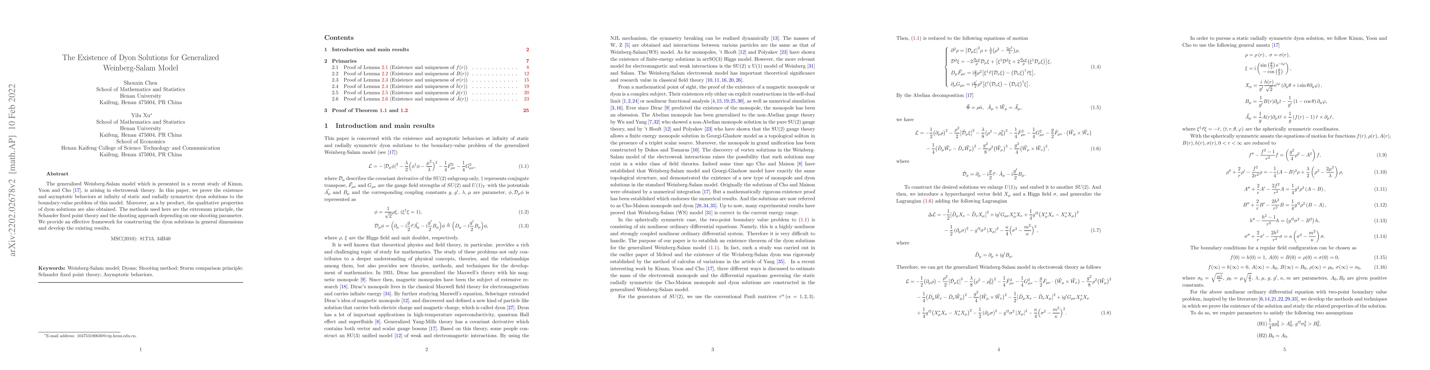 Thumbnail for The Existence of Dyon Solutions for Generalized Weinberg-Salam Model