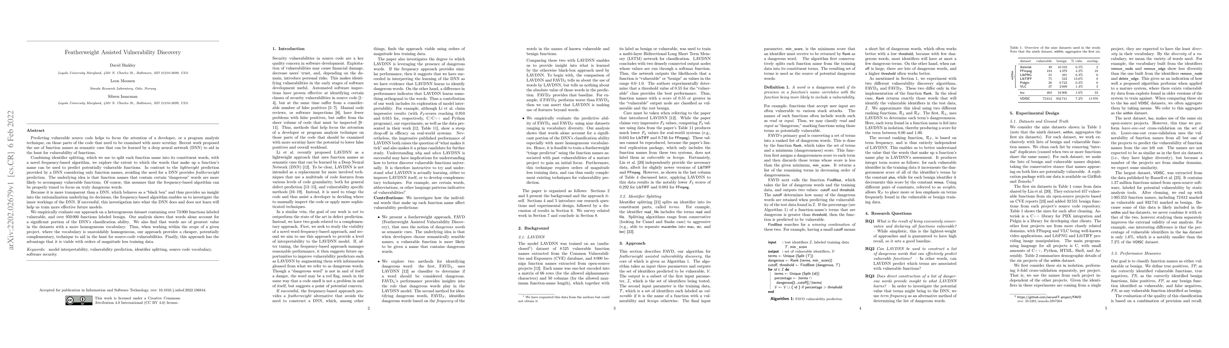 Thumbnail for Featherweight Assisted Vulnerability Discovery
