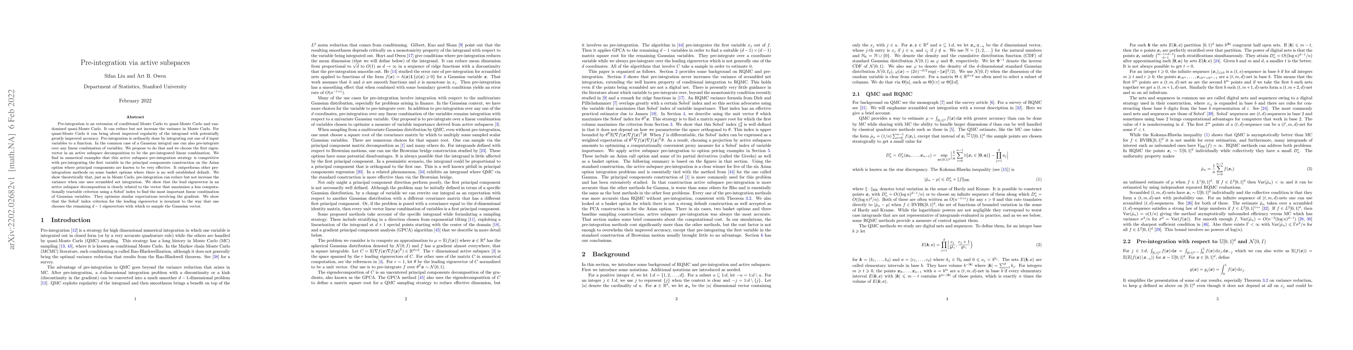 Thumbnail for Pre-integration via Active Subspaces
