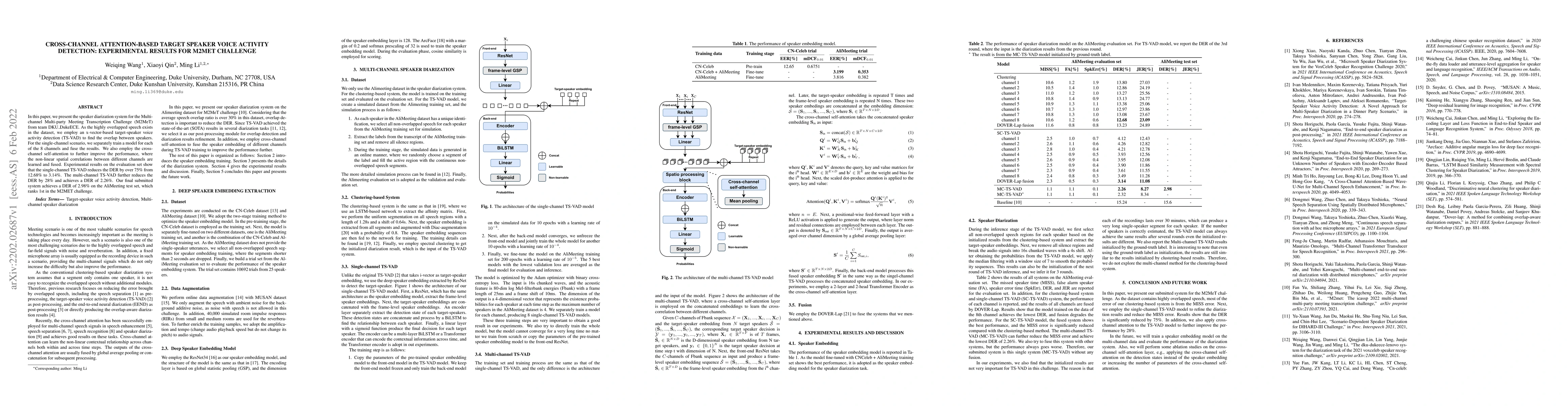 Thumbnail for Cross-Channel Attention-Based Target Speaker Voice Activity Detection:
  Experimental Results for M2MeT Challenge