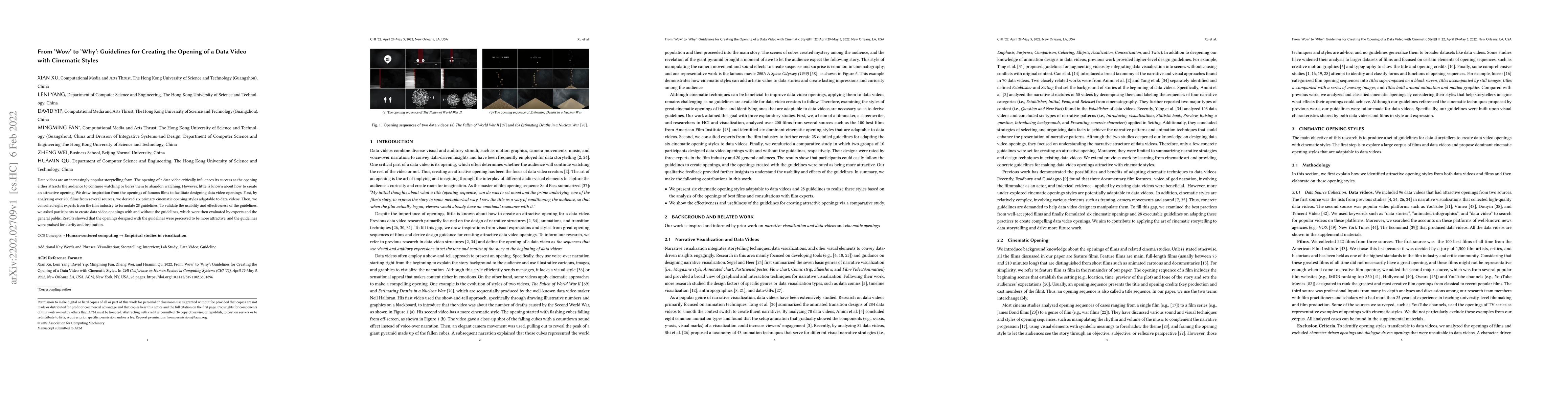 Thumbnail for From `Wow' to `Why': Guidelines for Creating the Opening of a Data Video
  with Cinematic Styles