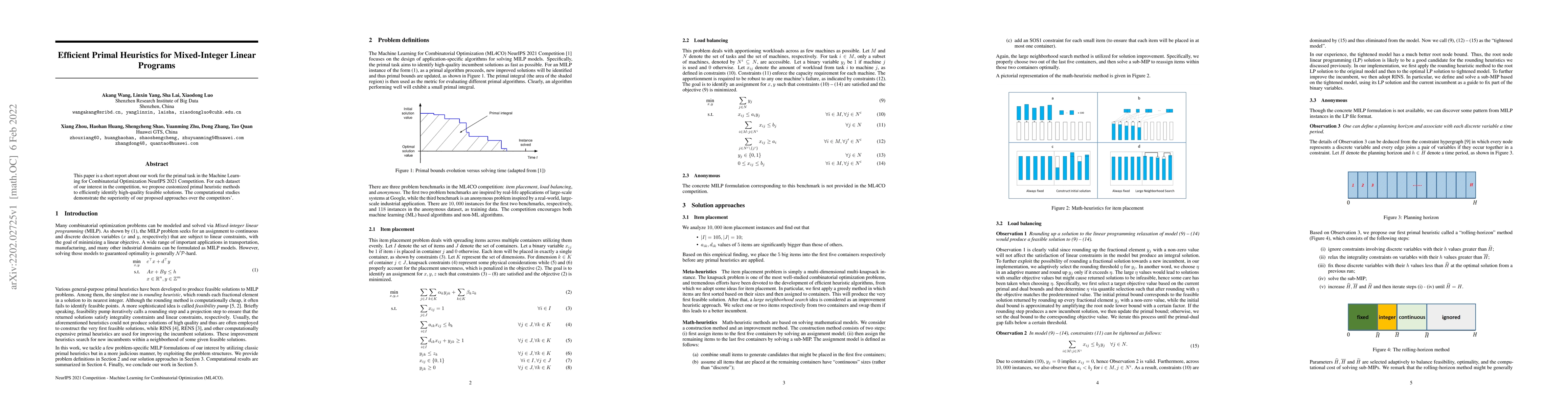 Thumbnail for Efficient primal heuristics for mixed-integer linear programs