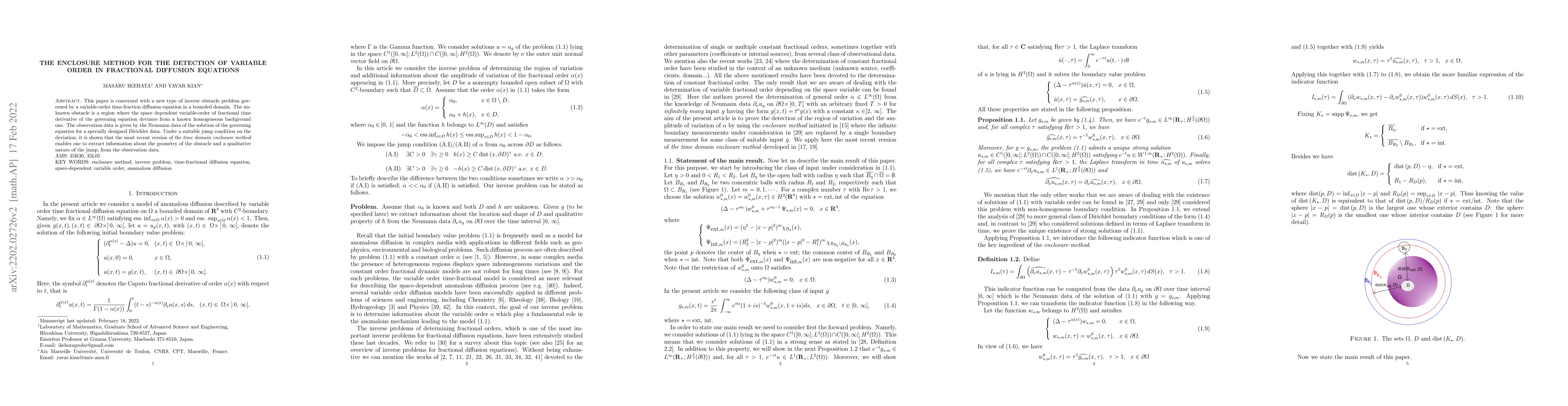 Thumbnail for The enclosure method for the detection of variable order in fractional
  diffusion equations