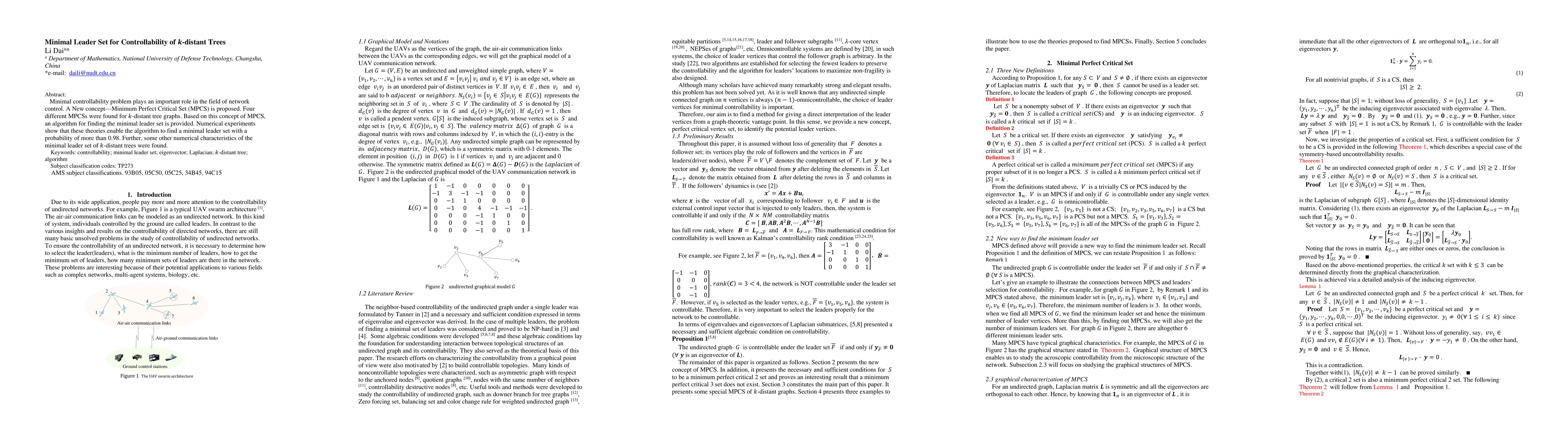 Thumbnail for Minimal Leader Set for Controllability of k-distant Trees