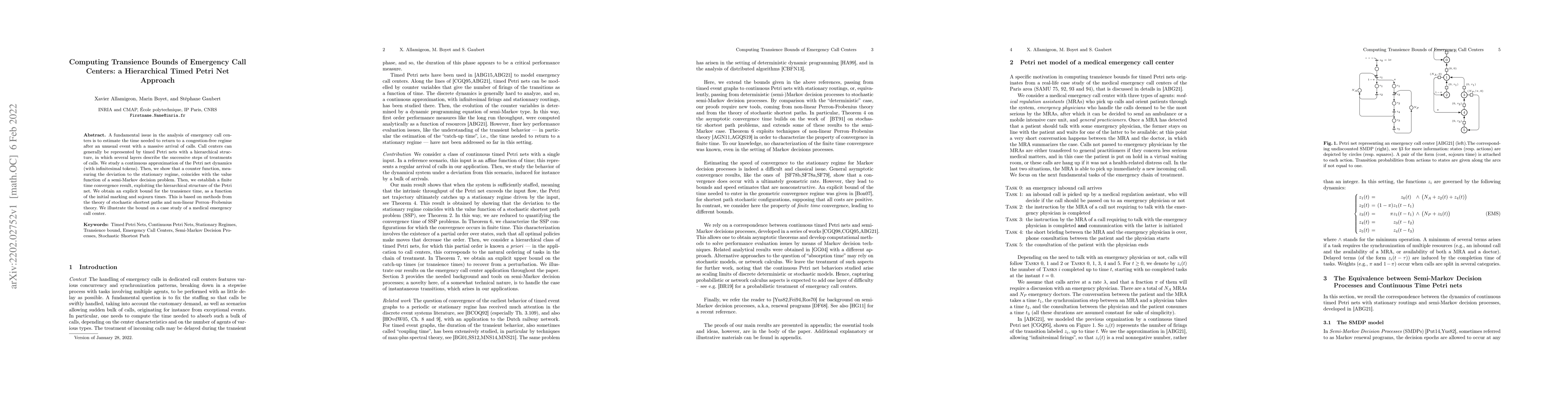 Thumbnail for Computing Transience Bounds of Emergency Call Centers: a Hierarchical
  Timed Petri Net Approach
