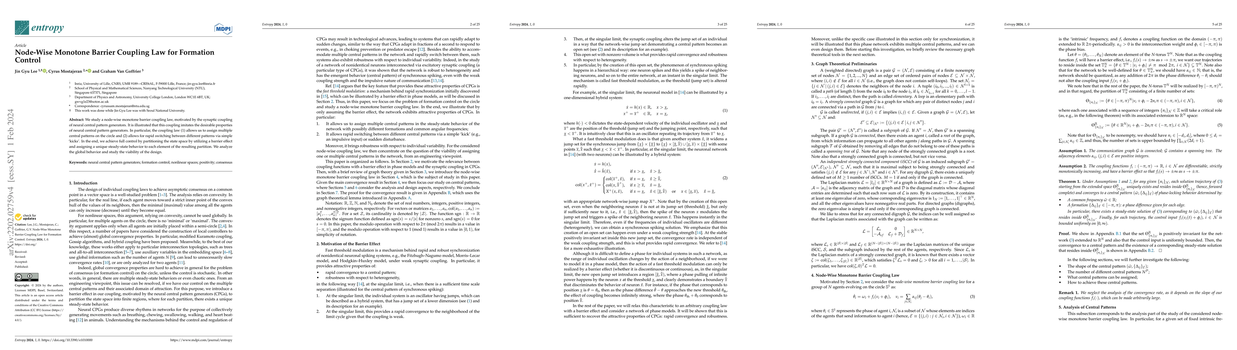 Thumbnail for Node-wise monotone barrier coupling law for formation control