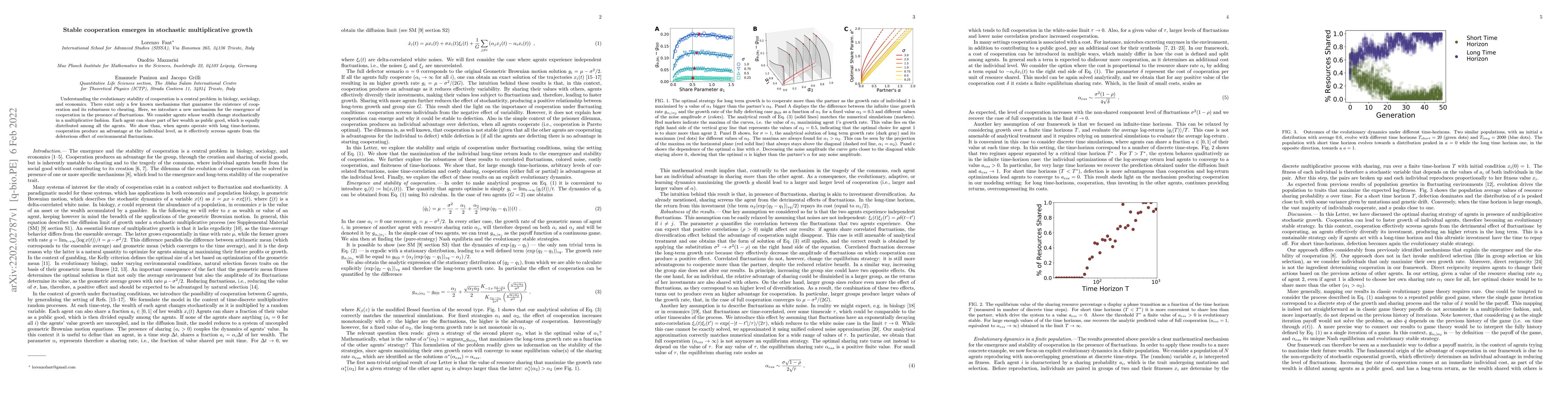 Thumbnail for Stable cooperation emerges in stochastic multiplicative growth