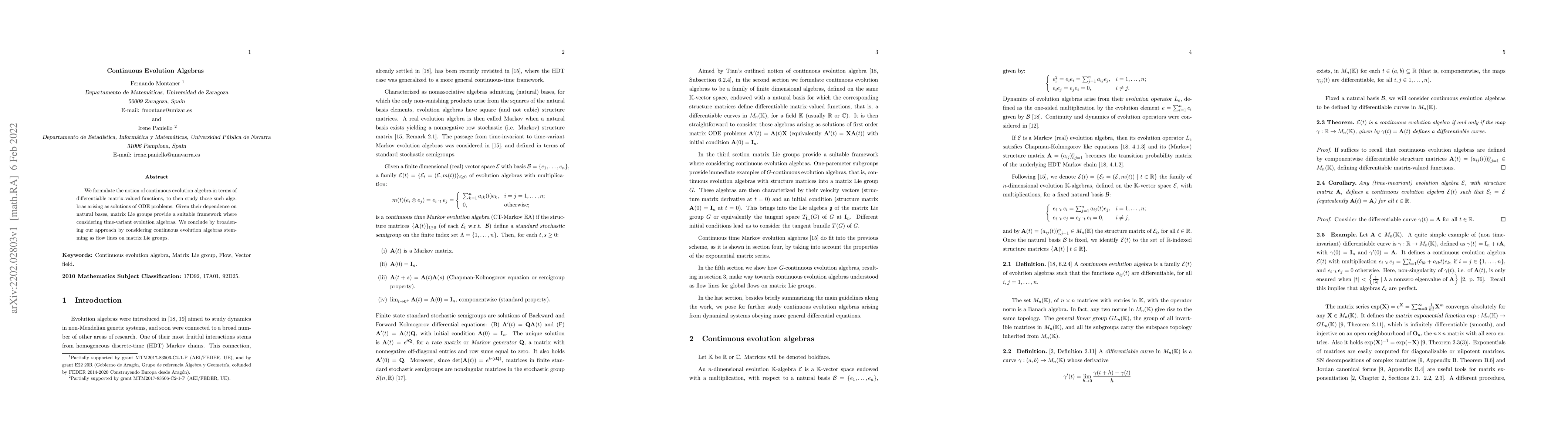 Thumbnail for Continuous Evolution Algebras