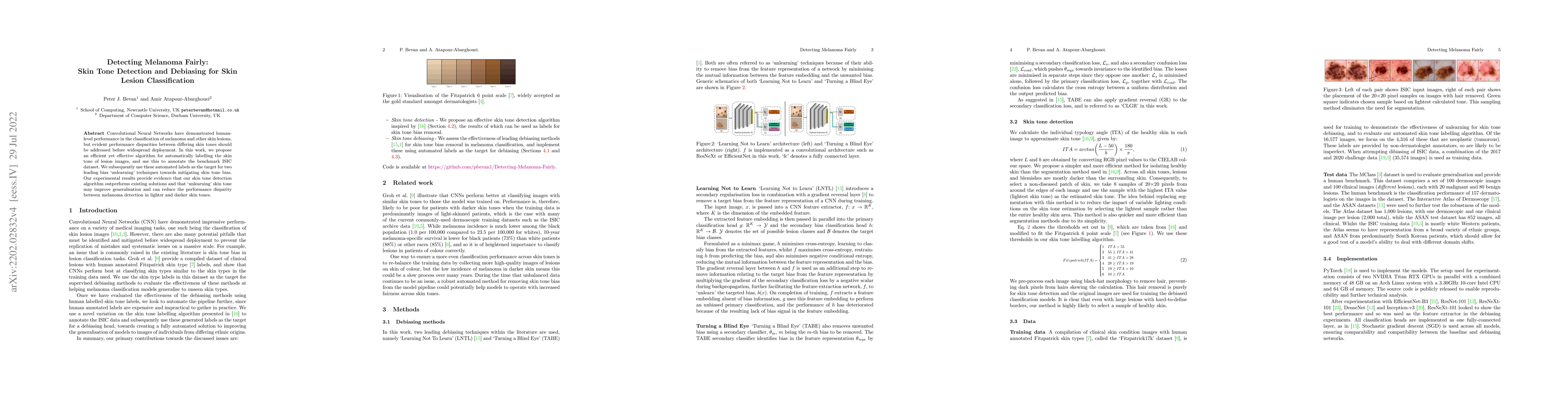 Thumbnail for Detecting Melanoma Fairly: Skin Tone Detection and Debiasing for Skin
  Lesion Classification