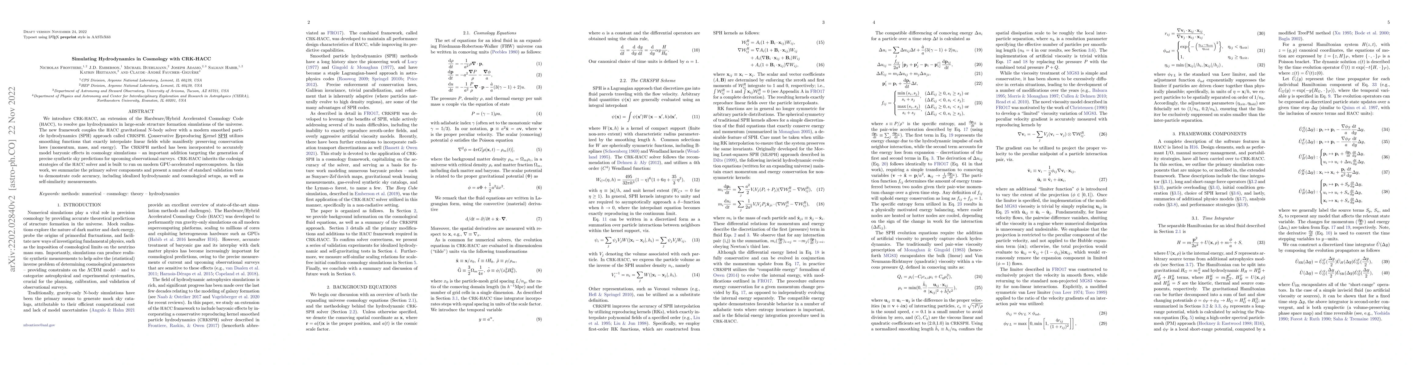 Thumbnail for Simulating Hydrodynamics in Cosmology with CRK-HACC