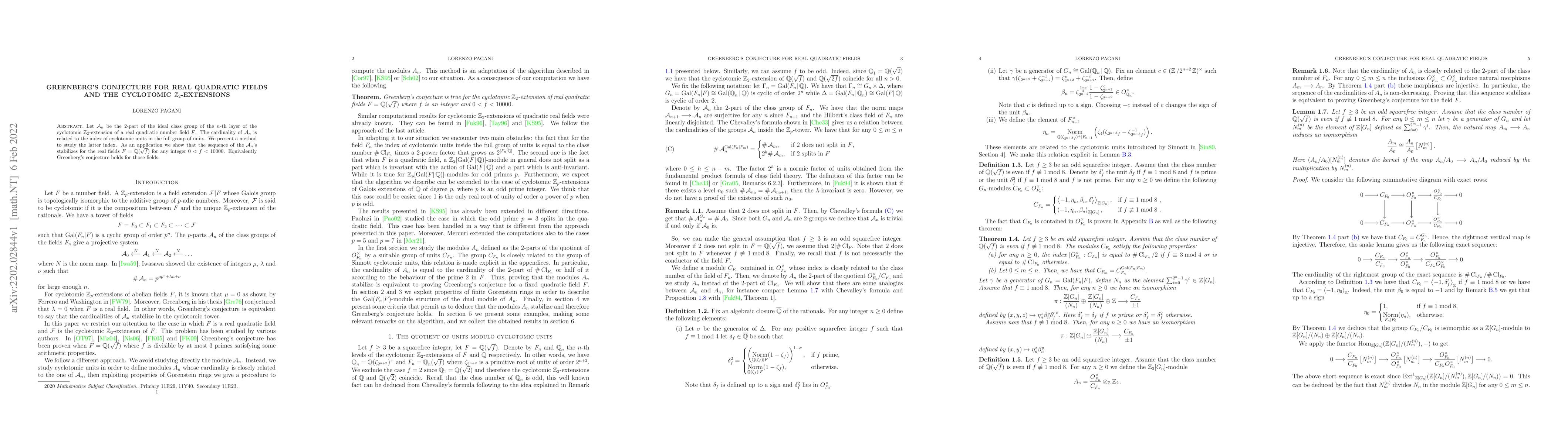 Thumbnail for Greenberg's conjecture for real quadratic fields and the cyclotomic
  $\mathbb{Z}_2$-extensions
