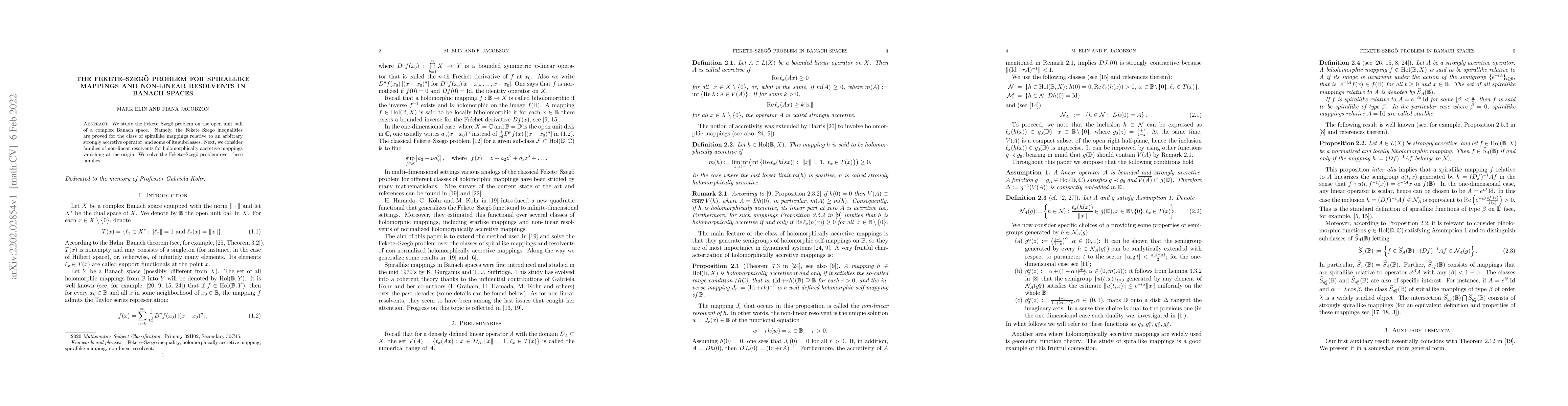 Thumbnail for The Fekete--Szeg\"{o} problem for spirallike mappings and non-linear
  resolvents in Banach spaces