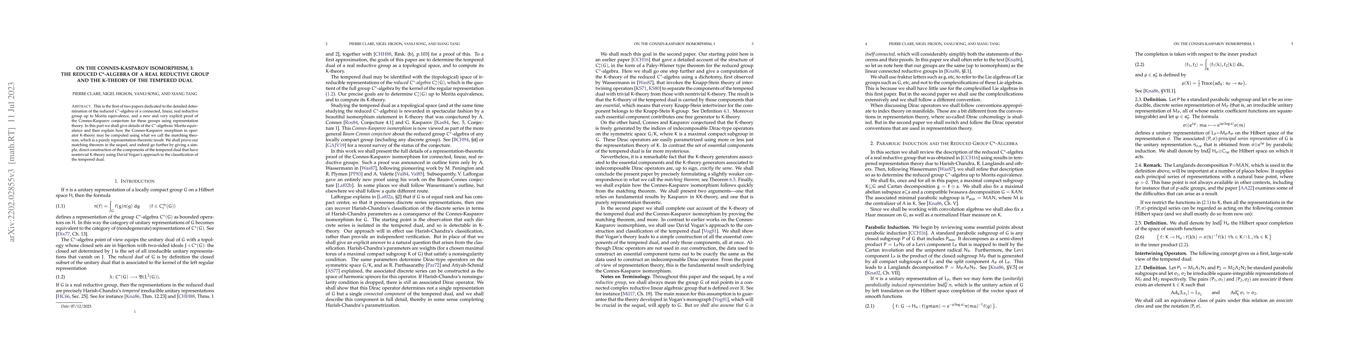Thumbnail for On the Connes-Kasparov isomorphism, I: The reduced C*-algebra of a real
  reductive group and the K-theory of the tempered dual