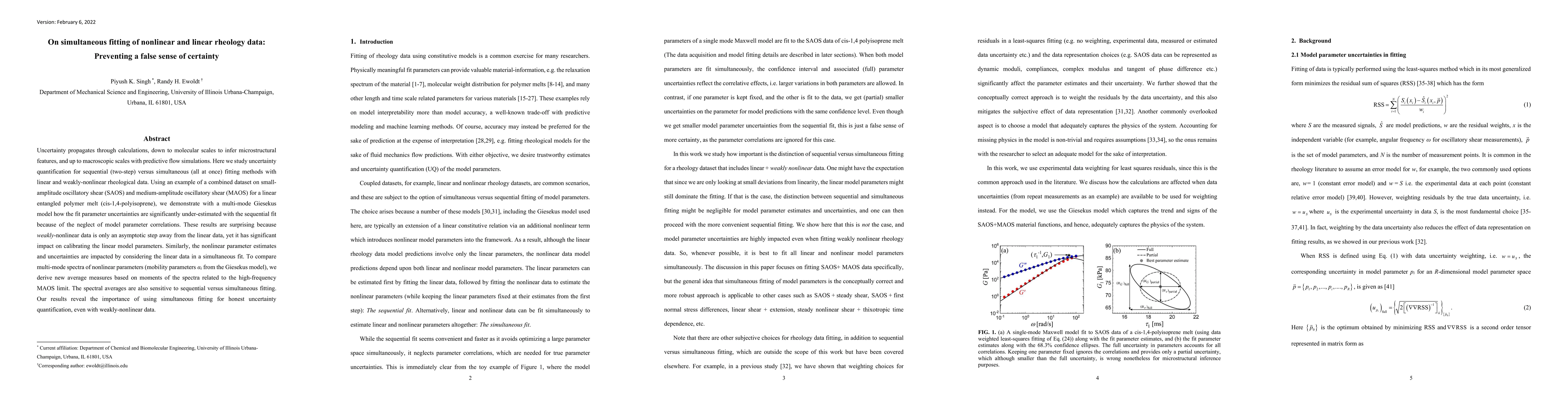 Thumbnail for On simultaneous fitting of nonlinear and linear rheology data:
  Preventing a false sense of certainty