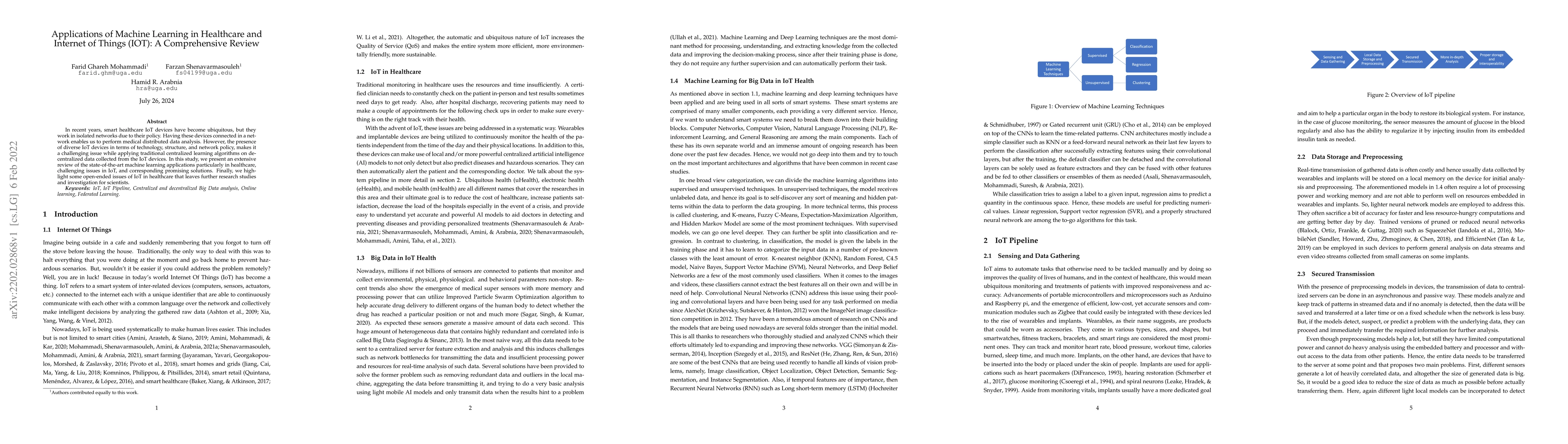 Thumbnail for Applications of Machine Learning in Healthcare and Internet of Things
  (IOT): A Comprehensive Review