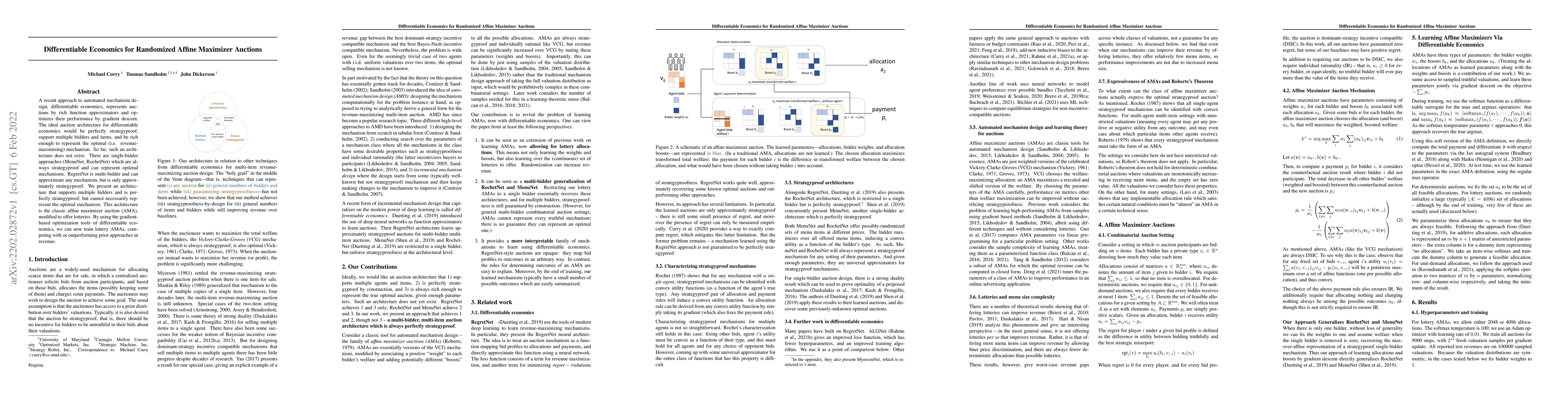 Thumbnail for Differentiable Economics for Randomized Affine Maximizer Auctions