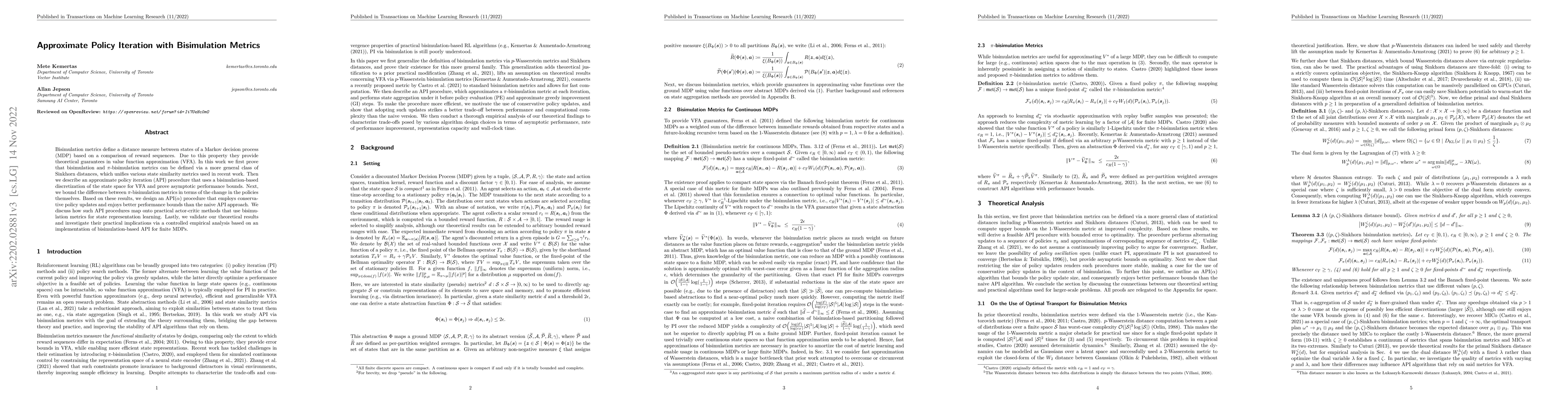 Thumbnail for Approximate Policy Iteration with Bisimulation Metrics
