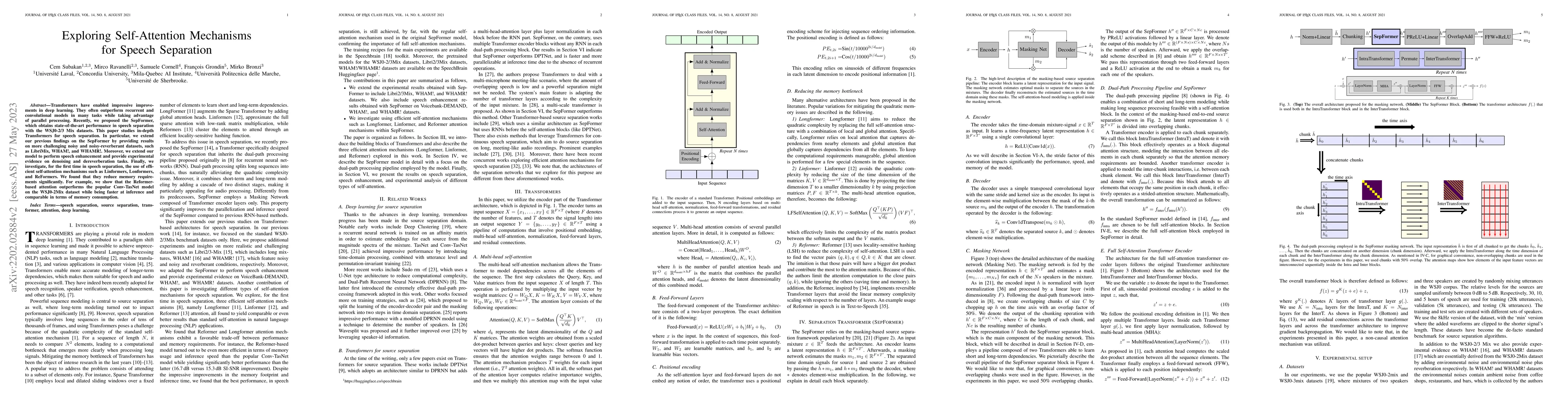 Thumbnail for Exploring Self-Attention Mechanisms for Speech Separation