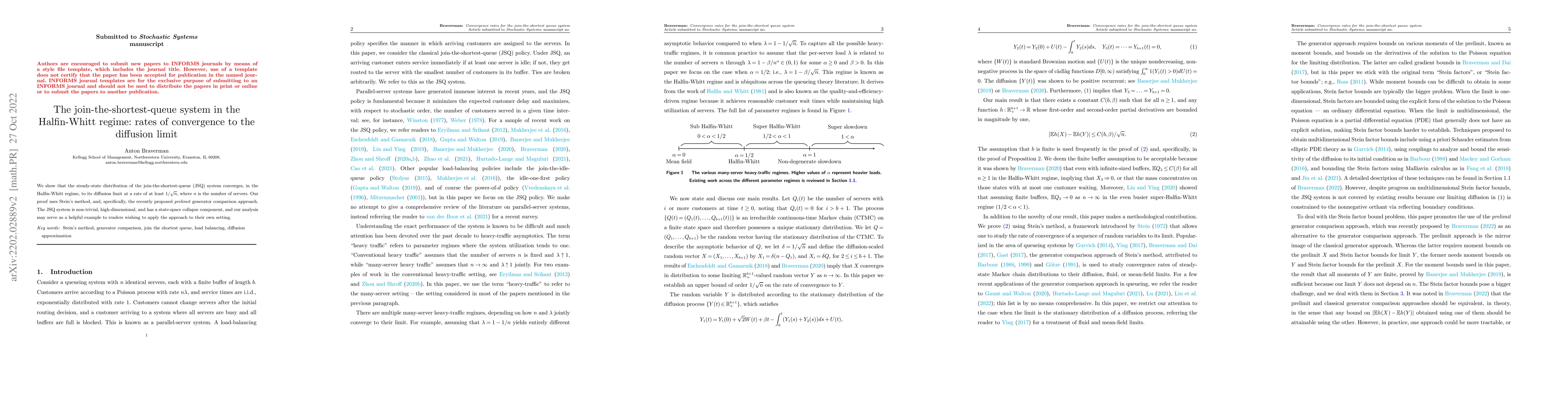 Thumbnail for The join-the-shortest-queue system in the Halfin-Whitt regime: rates of
  convergence to the diffusion limit
